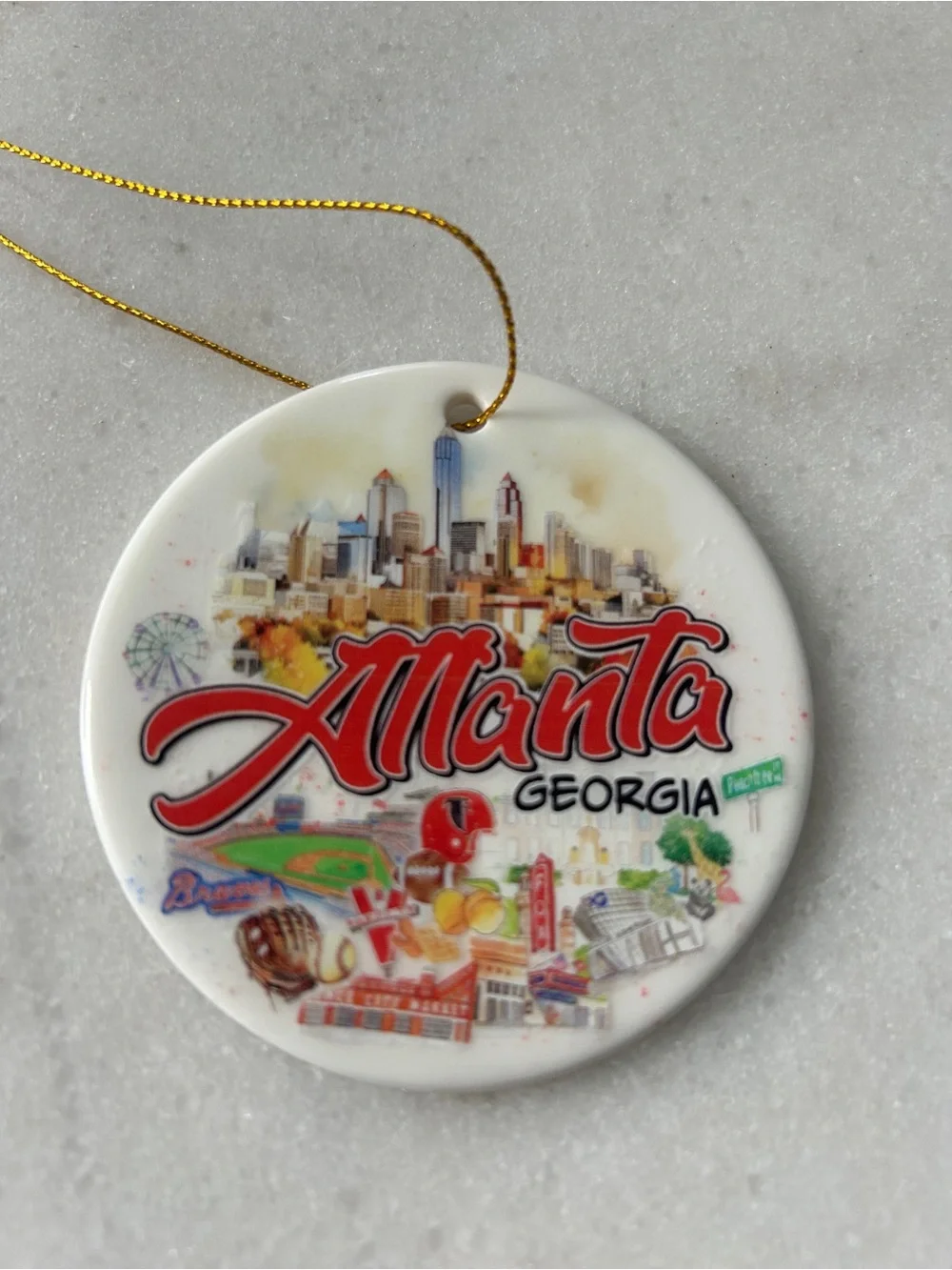 Atlanta Georgia White Ceramic Holiday Ornament